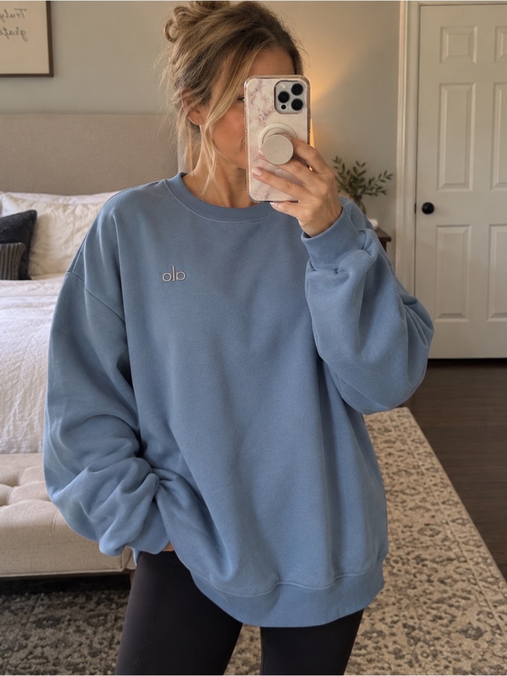 Alo Yoga Accolade Crew Neck Pullover in Blue Size XL